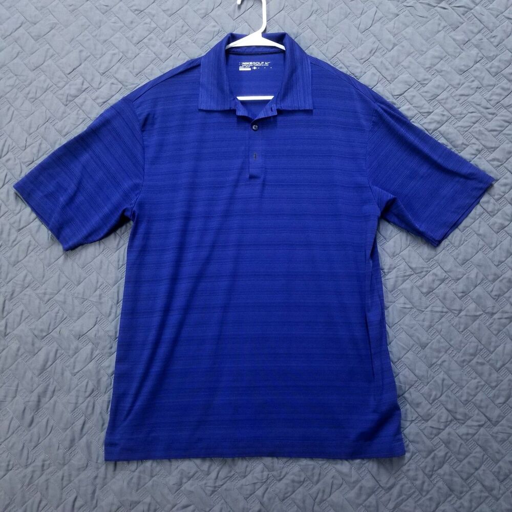 Nike DRI-FIT Polo Golf Shirt Mens M Blue Performance Short Sleeve Collared